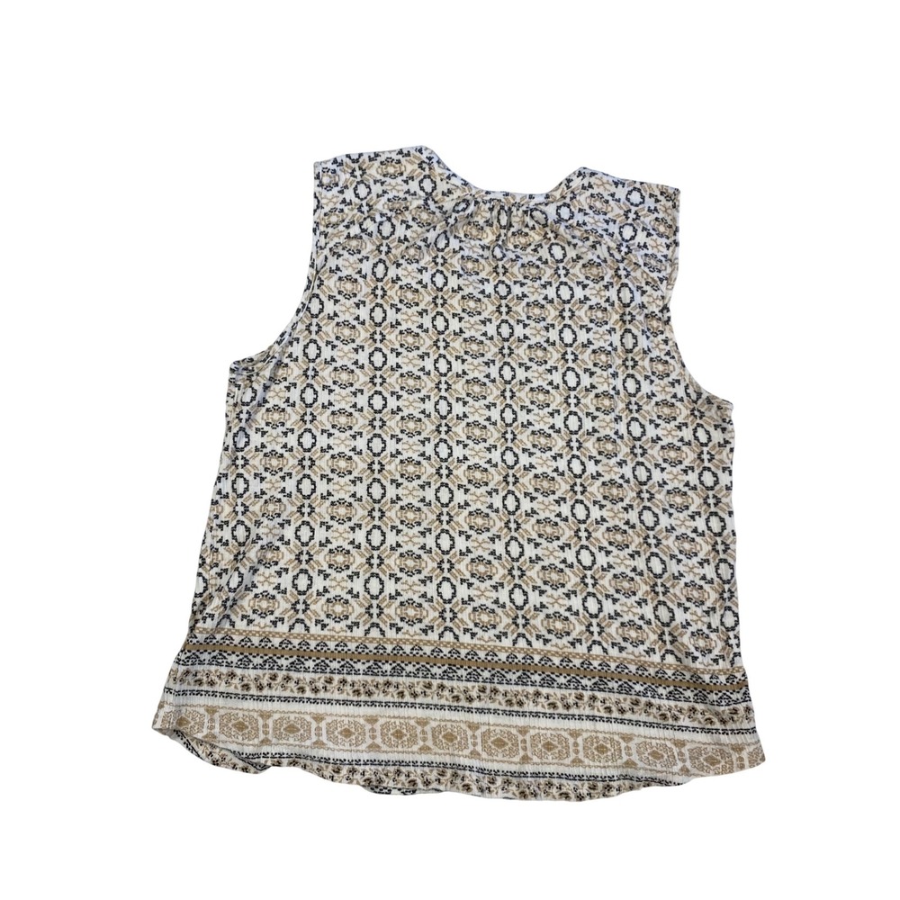 Lucky Brand XL Boho Tribal Print Knit Top Tassel Tie Neck Festival Bohemian - Picture 9 of 10